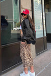 Brown Leopard Print Chiffon Maxi Skirt