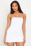 White Structured Strapless Bandeau Mini Dress