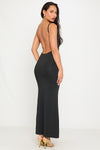 Black Strappy Low Back Bodycon Maxi Dress