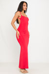 Red Strappy Low Back Bodycon Maxi Dress