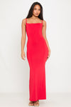 Red Strappy Low Back Bodycon Maxi Dress