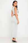 Light Grey Off Shoulder Top & Fold Over Maxi Skirt